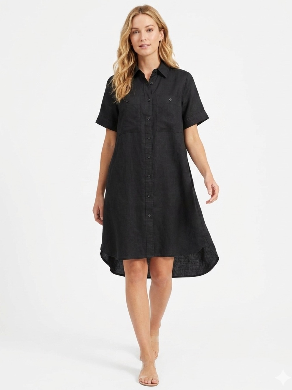Everlane Black Linen The Daytripper Shirt Dress European Flax Linen M